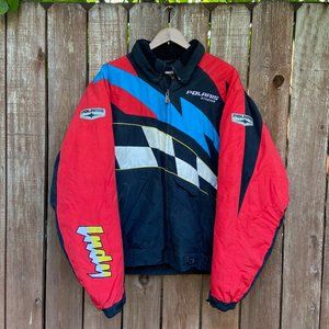 Vintage 1990's Polaris Indy Xtreme Snowmobile Racing Quilted Puffer Jacket XLT